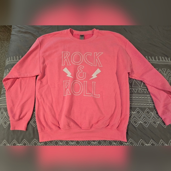 Gildan Tops - Rock & Roll Hot Pink Sweatshirt Size Large